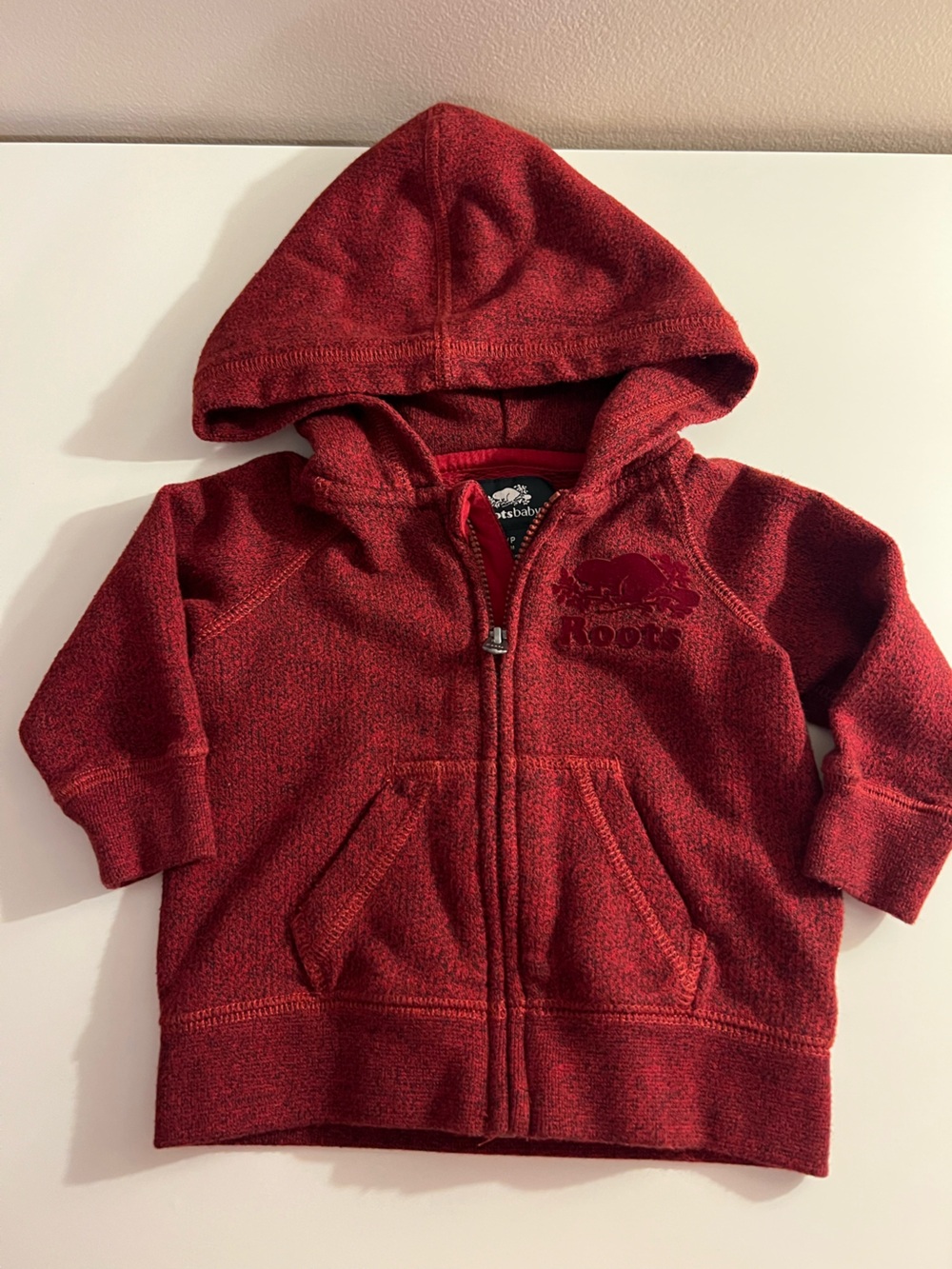 Roots heathered burgundy 3-6 month small Baby Hoodie Zip-Up Sweatshirt